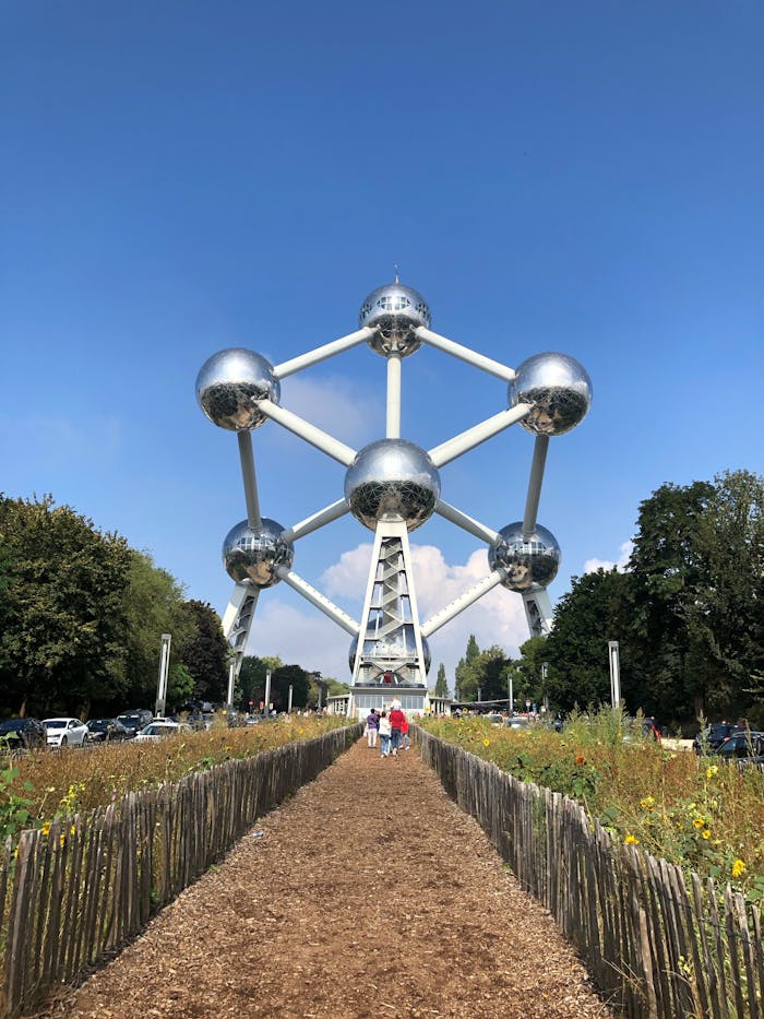 Impressive Atomium structure in Brussels, Belgium, on a sunny day.